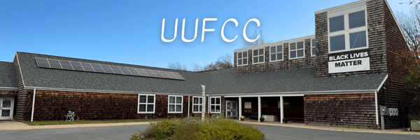 Banner with the UUFCC building as background